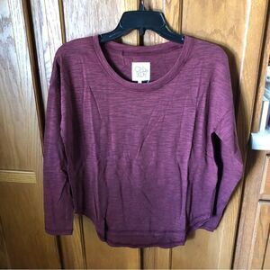 NWT Chaser Maroon Heather Slub Long Sleeve Top - S